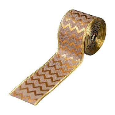 Imagem de Vaveren Fita de Natal de linho, fita decorativa para as festas de fim de ano, 5 cm de largura, multiuso, para laços de cabelo, decoração de casa e guirlandas, Style C