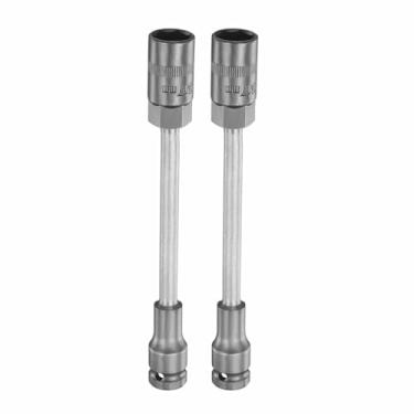 Imagem de HARFINGTON Soquete de impacto de 6 pontos de parede fina profunda de 1,27 cm, soquete de 17 mm, métrico extralongo CR-V, soquete sextavado de eixo de aço CR-V para reparo de porcas de eixo de máquina