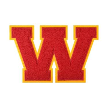 Imagem de 1 peça de patch de letra de chenille vermelho de 11,4 cm – Remendos do alfabeto para roupas, jaquetas, mochilas, chapéus para decoração personalizada, nome personalizado e artesanato. (W)