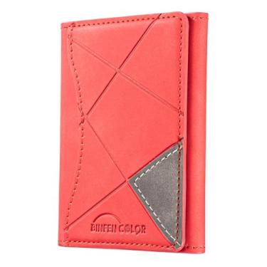 Imagem de LaiYHe Carteira magnética, 6 compartimentos para cartão, flip de couro PU, telefone minimalista fino, compatível com telefones e capas MagSafe, para iPhone 17/16/15/14/13/12/Pro/Max/Plus (MW16-Red)