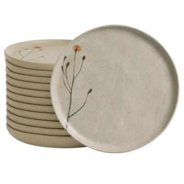 Imagem de Jogo Mesa Posta 12 Pratos Rasos 27cm Cerâmica Decorada Bio Campestre P