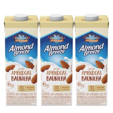 Imagem de Kit 3 Bebida Vegetal Almond Breeze Sabor Baunilha 1l
