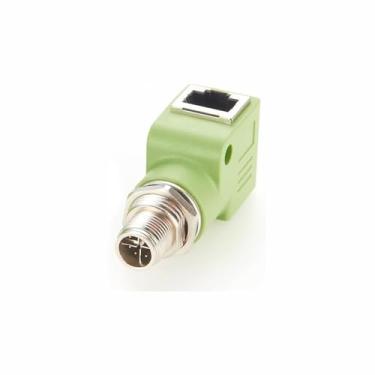 Imagem de Elecbee Adaptador de anteparo M12 para RJ45 à prova d'água M12 X Code 8 pinos macho para conector RJ45 ângulo reto