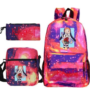 Imagem de Conjunto de mochilas escolares: mochila impressa em anime Kakeguruis, 3 unidades
