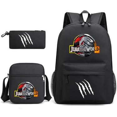 Imagem de Mochila escolar Jurassics Cartoon Kids 3 unidades/conjunto de nylon