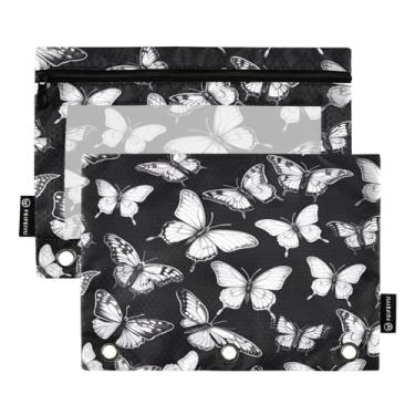 Imagem de Wassud White Butterflies Pacote com 2 Pastas de Fichário Pastas de Bolso com 3 Furos, Pasta Organizadora de Fichários para Casa, Escritório