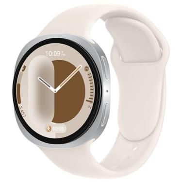 Imagem de Pulseira de silicone esportiva, compatível com Samsung Galaxy Watch 8 de 40 mm e 44 mm/Galaxy Watch 8 Classic de 46 mm, pulseira S Watch masculina e feminina (Starlight, Galaxy Watch 8/8Classic)