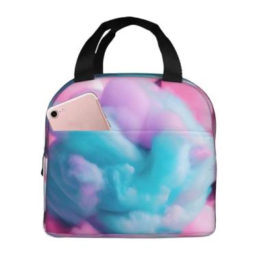 Imagem de ZTPOWQA Lancheira isolada com estampa de algodão doce rosa bolsa de retenção de temperatura, escola, trabalho, acampamento, pesca, caminhada