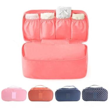 Imagem de Bolsa organizadora de sutiã portátil com vários compartimentos com zíper, bolsa de armazenamento para gavetas, armário, bagagem, WhiteDot