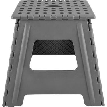 Imagem de Banqueta Banquinho Dobrável Plástica Anti Derrapante Suporte até 150kg banquinho banheiro Para Casa, Lazer e Trabalho(Cinza)