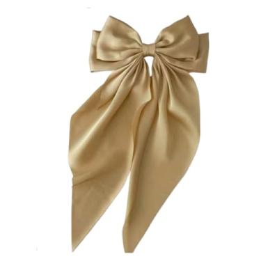 Imagem de Grampo De Cabelo Grande E Elegante Com Um Luxuoso LaçO De Fita De Cetim(Bege)