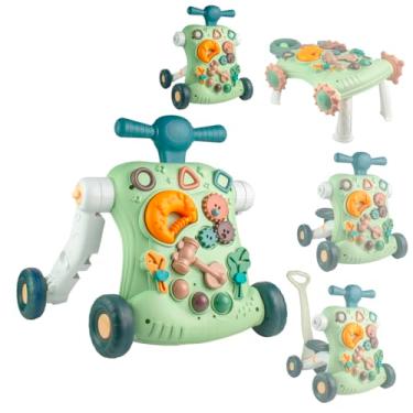 Imagem de BVX Andador Infantil 5 em 1, Multifuncional, Verde, Mesa Interativa, Motoca, Patinete, Puxador, para Bebês a partir de 6 Meses, Estimula Desenvolvimento Motor (Verde)
