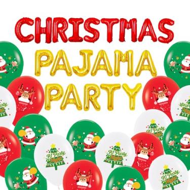 Imagem de Red Green Balloons Christmas Pajama Party Decoration Christmas Friendsmas Party Decorations Ugly Christmass Sleep over Party Girls Night Christmass Party Decorations