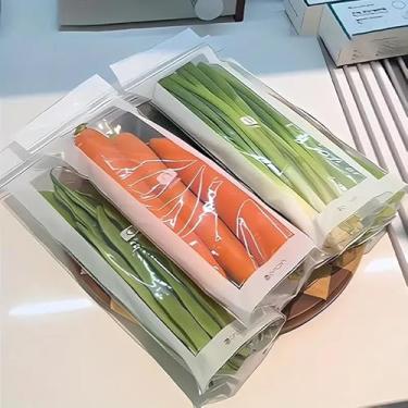 Imagem de 50 sacos de armazenamento de alimentos com tira longa com botão de pressão | hermético e selado para frutas, legumes, carne, grãos - preservação de alimentos, design transparente, durável