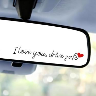 Imagem de 6un Adesivos Eu Te Amo, Dirija com Segurança para Espelho Retrovisor em Vinil PVC Adesivos Divertidos Janelas de Carro para Homens e Mulheres Veículo Decoração (Preta)