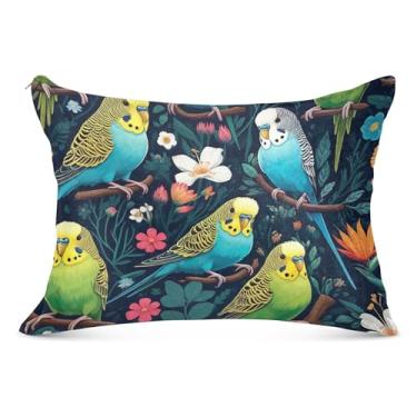 Imagem de Capas de travesseiro coloridas de flanela grande pássaro papagaio decorativas longas para travesseiro padrão queen king capa de travesseiro grande macia, tamanho do corpo, 53 cm x 137 cm