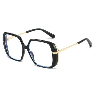 Imagem de Armação de óculos feminina grande quadrada (preta)