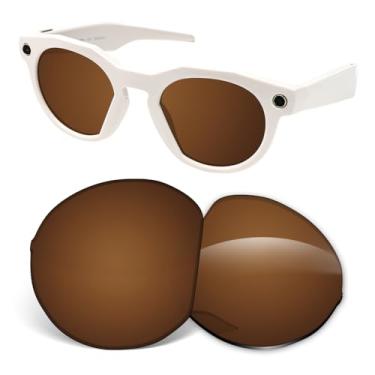 Imagem de Biyxpiv Lentes de substituição de 1,5 mm compatíveis com óculos de sol inteligentes Oakley Meta HSTN OW8002 51 mm, antiarranhões, Marrom âmbar.