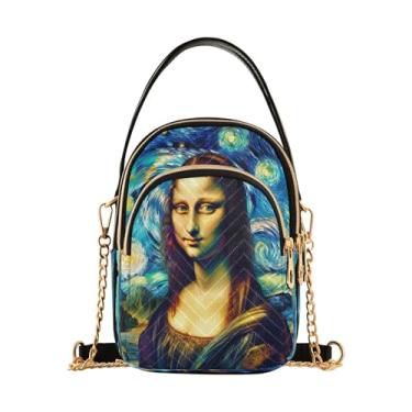 Imagem de Joisal Bolsa tiracolo antifurto com folha de bordo de coruja, bolsas femininas modernas pequenas, Beautiful Woman in Starry Night, 15*21*8cm