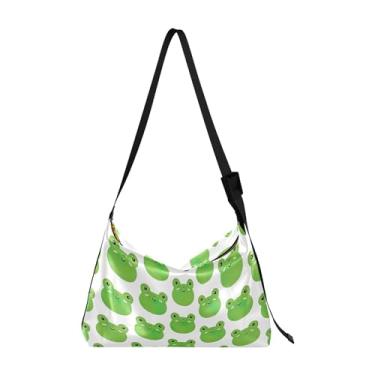 Imagem de Linda bolsa Hobo de couro com desenho animado de crocodilo para mulheres bolsa grande com estampa animal bolsa de ombro feminina, Desenho de sapo liso verde