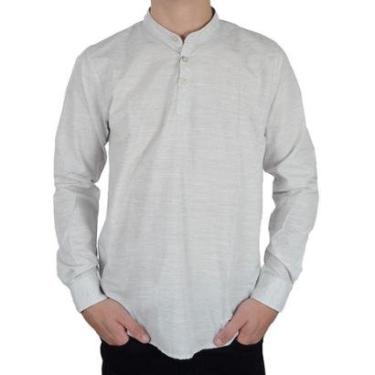 Imagem de Camisa Masculina Ogochi ML Slim Gola Padre Bege - 001520-Masculino