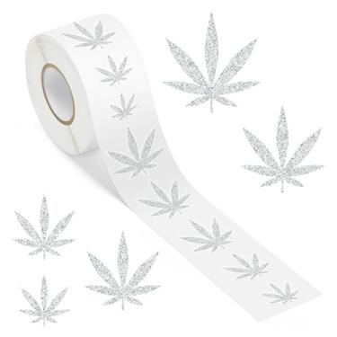 Imagem de BHronony Adesivos de maconha de erva daninha para adultos - 1 rolo 1000 peças decorações de adesivos de ervas daninhas com folhas fofas adesivos de vinil para garrafa de água laptop bagagem carro