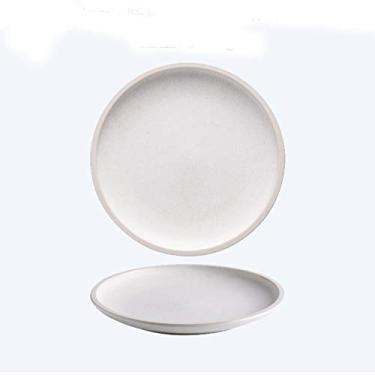 Imagem de Prato de jantar prato de café da manhã uso diário, sobremesa esmaltada fosca, salada, prato de aperitivo, prato redondo de 20 cm, quatro pratos de jantar de cor macia (cor: azul, tamanho: pacote com 2