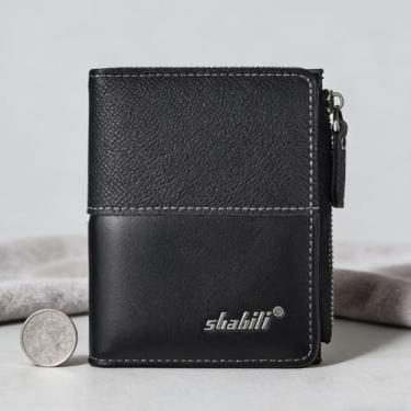 Imagem de Carteira universal casual preta horizontal de couro macio de grão cruzado, design aberto horizontal preto casual com couro macio de grão cruzado para fácil transporte e acesso