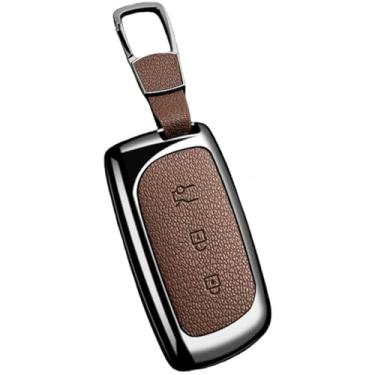 Imagem de Capa protetora para chave remota de carro, compatível com Lynk&Co Z20/Z10/02/01, liga de zinco, couro, capa para chave(Style 1 Brown)