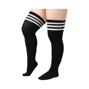 Imagem de Meias Longas Listradas plus Size Para Halloween, Antiderrapantes, Para