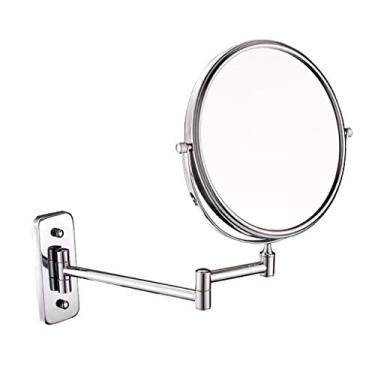 Imagem de CZCZC Espelho de maquiagem dobrável montado na parede espelho cosmético de 15 cm banheiro redondo metal ampliação 3X espelho dupla face