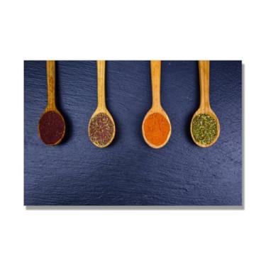 Imagem de NHLDZYH Tela decorativa cozinha, arte vintage especiarias coloridas, arte de parede quadros para sala de estar quarto cozinha. C106. 80 x 120 cm. Apenas tela