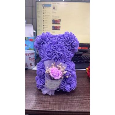 Imagem de Otlonpe Presente de urso rosa de Dia dos Namorados para ela – Presente feminino para Dia das Mães, Natal, aniversário de aniversário – Lindas rosas e flores, presente de urso para namorada, esposa