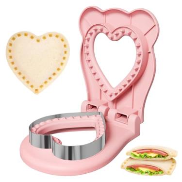 Imagem de HINZER Cortador de sanduíche e selador para crianças, lanche, café da manhã, sanduicheira, aço inoxidável, cortador de biscoito de coração, para crianças, adultos, meninos, meninas