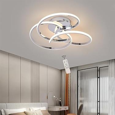 Imagem de Luminária de teto LED moderna, com intensidade regulável e controle remoto. Design elegante e criativo, em metal, ideal para sala de estar e quarto.