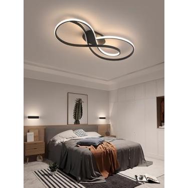 Imagem de Luminária de teto LED para sala de estar, com intensidade regulável e controle remoto. Design moderno e criativo, em acrílico, ideal para iluminação de interiores, quartos e salas de jantar