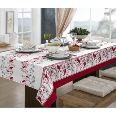 Imagem de Toalha de Mesa Linhão Rústica Oxford - Estampada, 4, 6 e 8 Lugares, Durável e Elegante para Cozinha ou Sala de Jantar(Passáros,250x1,40)