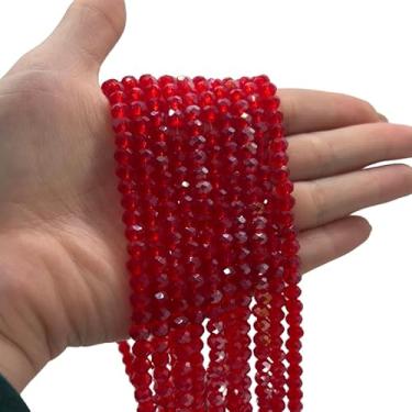 Imagem de Fios de Cristais 6mm para Bijuteria e Artesanato – 10 Fios com ~850 Pedras da Mesma Cor (Vermelho Cristal Boreal)