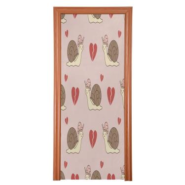 Imagem de ATTX Capa para porta da frente de caracóis de jardim dos namorados - decoração de férias de tecido elástico lavável para festas, casa, decoração de porta da frente, 82 x 199 cm (689)