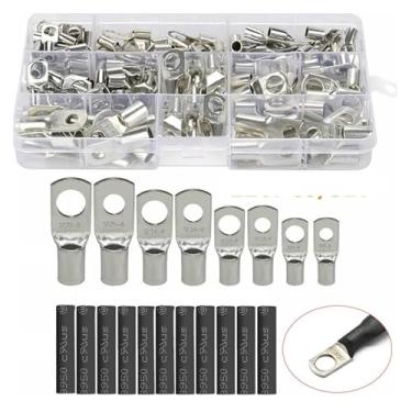 Imagem de 60/140/220 peças de anel de cobre sortido terminais de bateria de carro conector de crimpagem de fio elétrico com tampa kits automotivos (220 peças)
