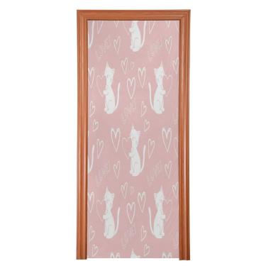 Imagem de ATTX Capa para porta da frente dos desenhos animados dos namorados - tecido elástico lavável decoração de férias para festas, casa, decoração de porta da frente, 91 x 98 polegadas (563)