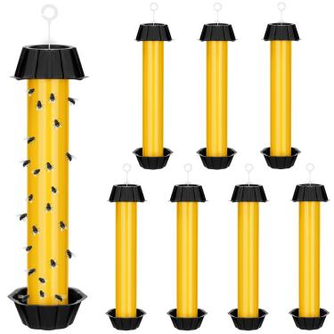 Imagem de Qualirey Armadilhas para moscas para pendurar em ambientes internos e externos, armadilha pegajosa para mosquitos, armadilha pegajosa para moscas de frutas, 25 x 6 cm (amarelo, 8 peças)