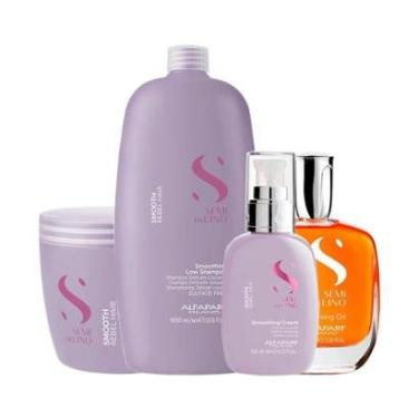 Imagem de Kit Alfaparf Milano Professional Semi Di Lino Smooth Smoothing - Shampoo e Máscara e Creme e Óleo-Unissex