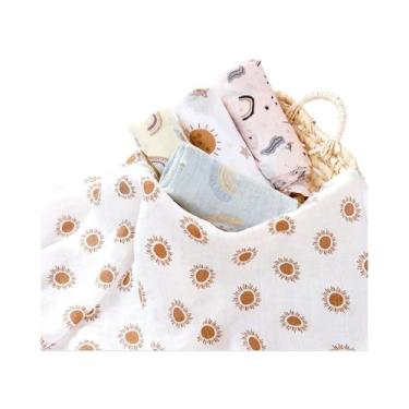 Imagem de Babadores De Algodão Muslin De Bambu Macio 5PCS 60x60cm Confortáveis P