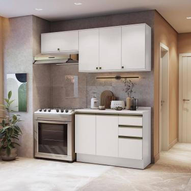 Imagem de Armário De Cozinha Compacta 3 Gavetas 100% Mdf 200cm Branco Celeste Kappesberg