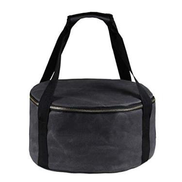 Imagem de Ainoli bolsa de armazenamento para fogões de acampamento, bolsa portátil para viagem, panela de ferro fundido, à prova de poeira, pacote de pote esmaltado adequado para panela de (Preta)