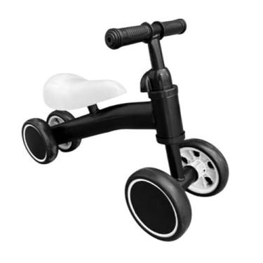 Imagem de Brinquedo Bicicleta Carro de Equilíbrio Infantil de Quatro Rodas sem Pedais Para Crianças Coloridas (PRETO)