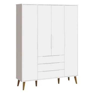Imagem de Guarda Roupa Infantil Retrô Elfe Branco Acetinado Amadeirado - Reller