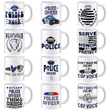 Imagem de Didaey 12 peças National Police Week Thank You Gifts 325 ml canecas de cerâmica canecas de café a granel para chá leite latte chocolate quente respondedores policial policial equipe de funcionários