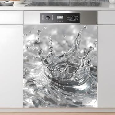 Imagem de AOHMPT Capa de adesivo de ímã de lava-louças: Decalque de painel decorativo para decoração de cozinha, 58 cm x 66 cm adesivos de decoração de eletrodomésticos decoração de painel